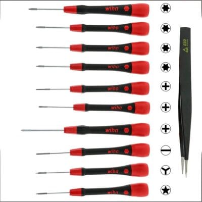 11 Piece PicoFinish Precision Screwdriver and Tweezers Set (Wiha)