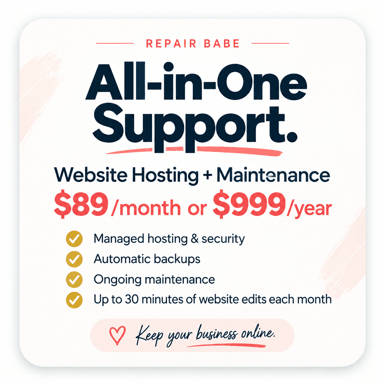 Hosting + Maintenance Bundle (Monthly)