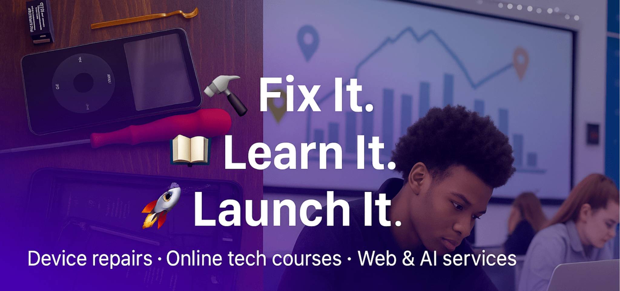 Fix It. Learn It. Launch It. – Repair Babe Banner