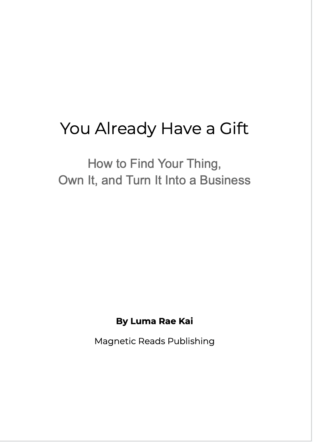 Teaser page from You Already Have a Gift