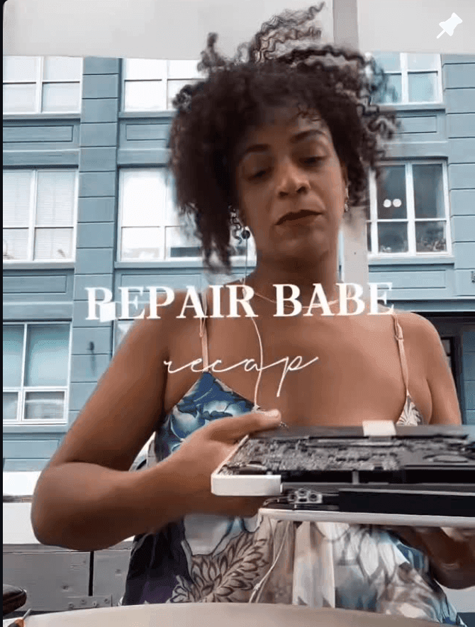 Repair Babe performing a phone repair in Greenpoint, Brooklyn